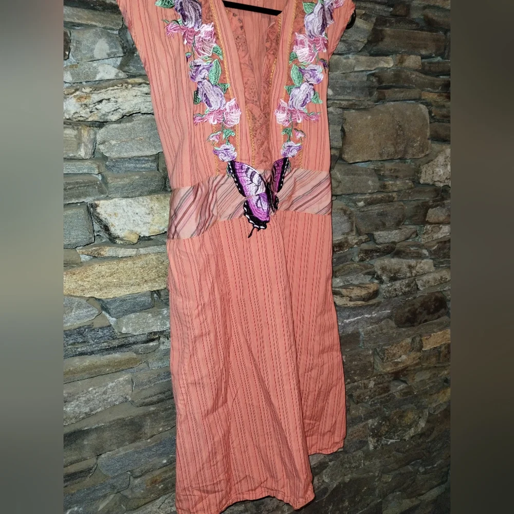 3j Johny was Butterfly Embroidered Orange Sleeveless Dress - Picture 11 of 12